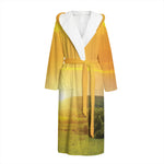 Sunrise Field Print Hooded Bathrobe