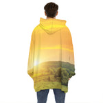Sunrise Field Print Hoodie Blanket