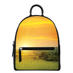 Sunrise Field Print Leather Backpack