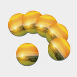 Sunrise Field Print Leather Coaster Set