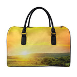 Sunrise Field Print Leather Duffle Bag