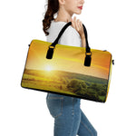 Sunrise Field Print Leather Duffle Bag