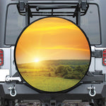 Sunrise Field Print Leather Spare Tire Cover