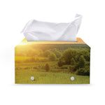 Sunrise Field Print Leather Tissue Box Cover