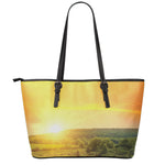 Sunrise Field Print Leather Tote Bag