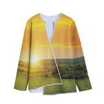 Sunrise Field Print Long Sleeve Short Coat