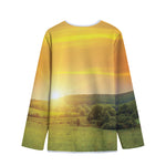 Sunrise Field Print Long Sleeve Short Coat