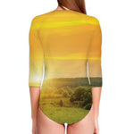 Sunrise Field Print Long Sleeve Swimsuit