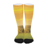 Sunrise Field Print Long Socks