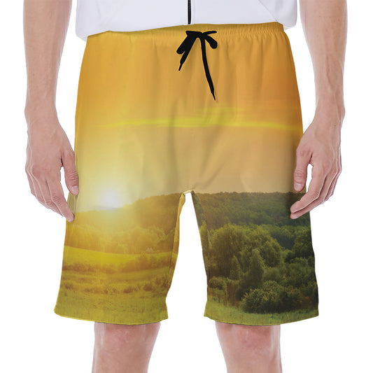 Sunrise Field Print Men's Beach Shorts