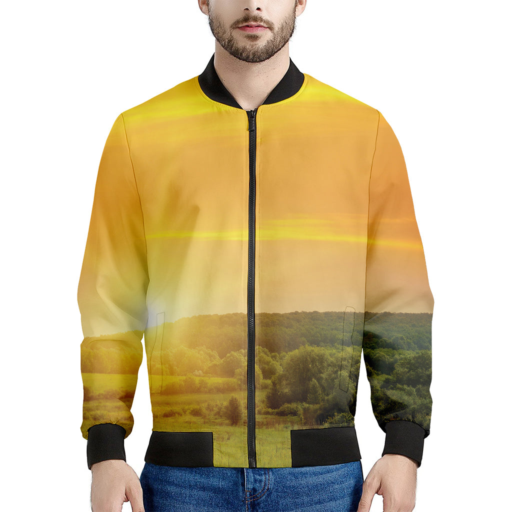 Sunrise Field Print Men's Bomber Jacket