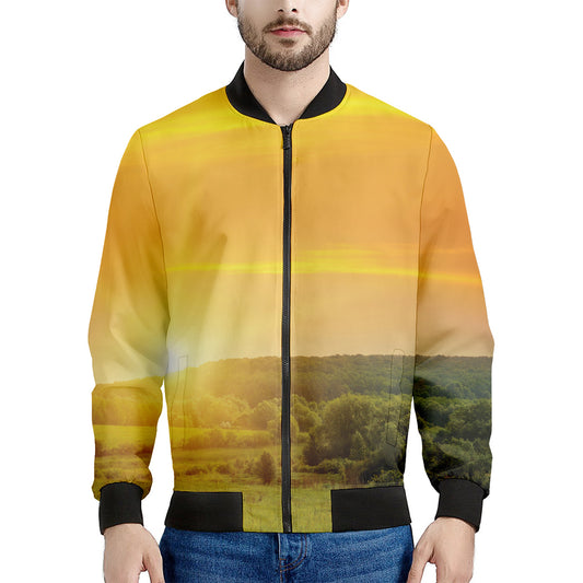 Sunrise Field Print Men's Bomber Jacket