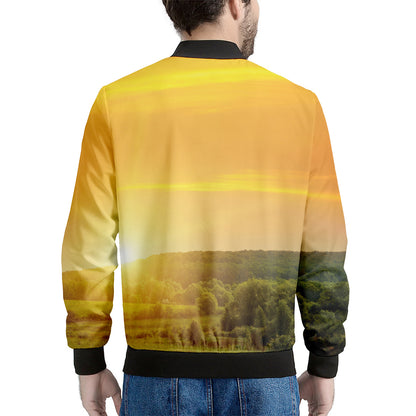 Sunrise Field Print Men's Bomber Jacket