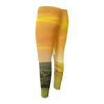 Sunrise Field Print Men's Compression Pants