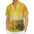 Sunrise Field Print Men's Deep V-Neck Shirt