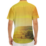 Sunrise Field Print Men's Deep V-Neck Shirt