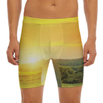 Sunrise Field Print Men's Long Boxer Briefs