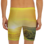 Sunrise Field Print Men's Long Boxer Briefs
