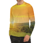 Sunrise Field Print Men's Long Sleeve Rash Guard