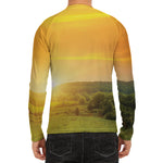 Sunrise Field Print Men's Long Sleeve Rash Guard