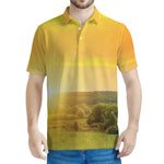 Sunrise Field Print Men's Polo Shirt