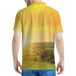 Sunrise Field Print Men's Polo Shirt