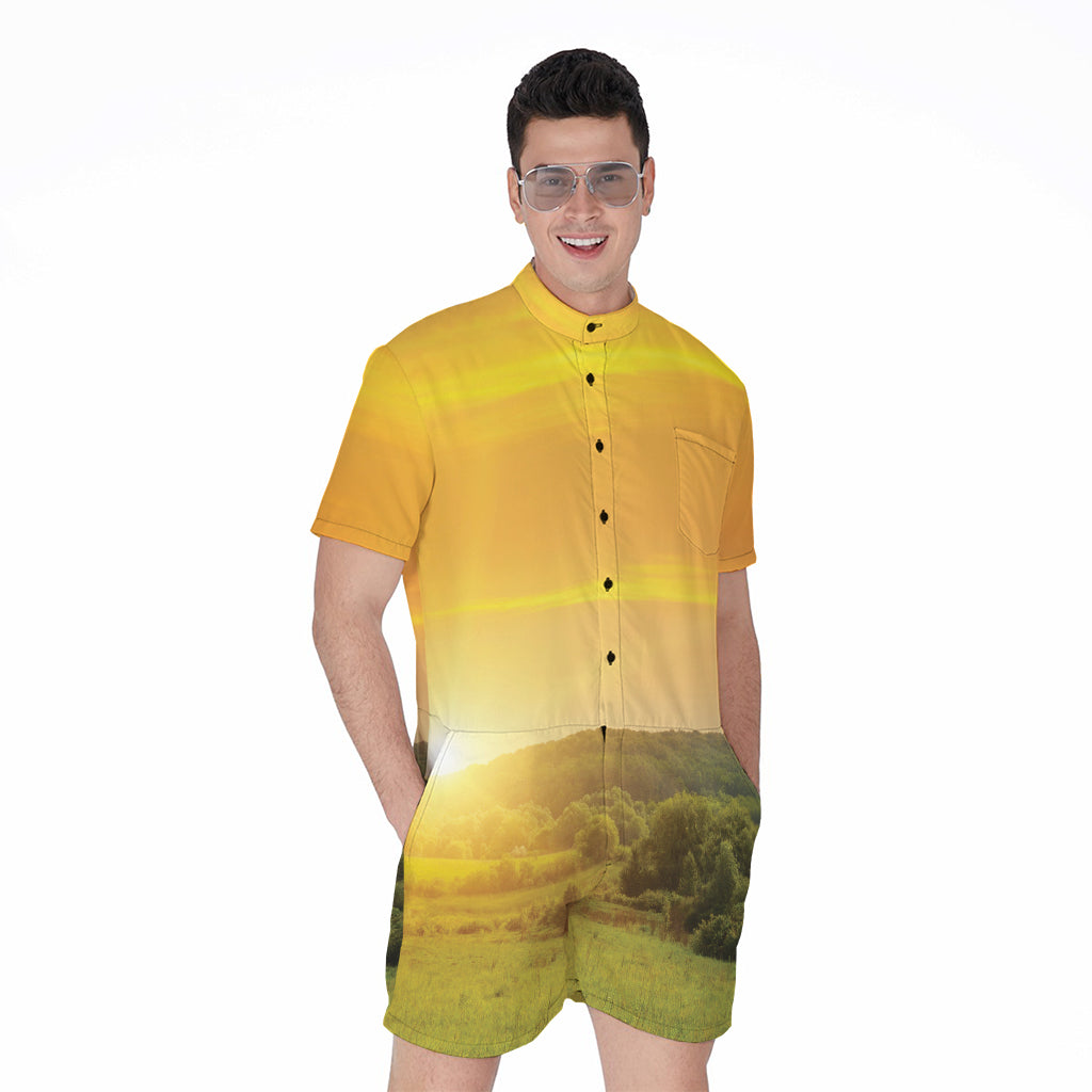Sunrise Field Print Men's Rompers
