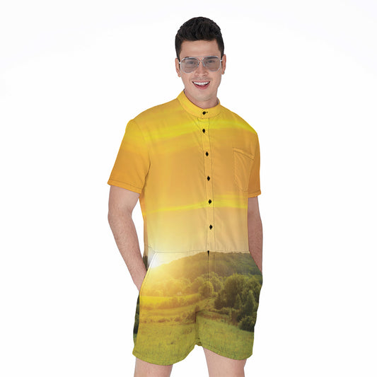 Sunrise Field Print Men's Rompers