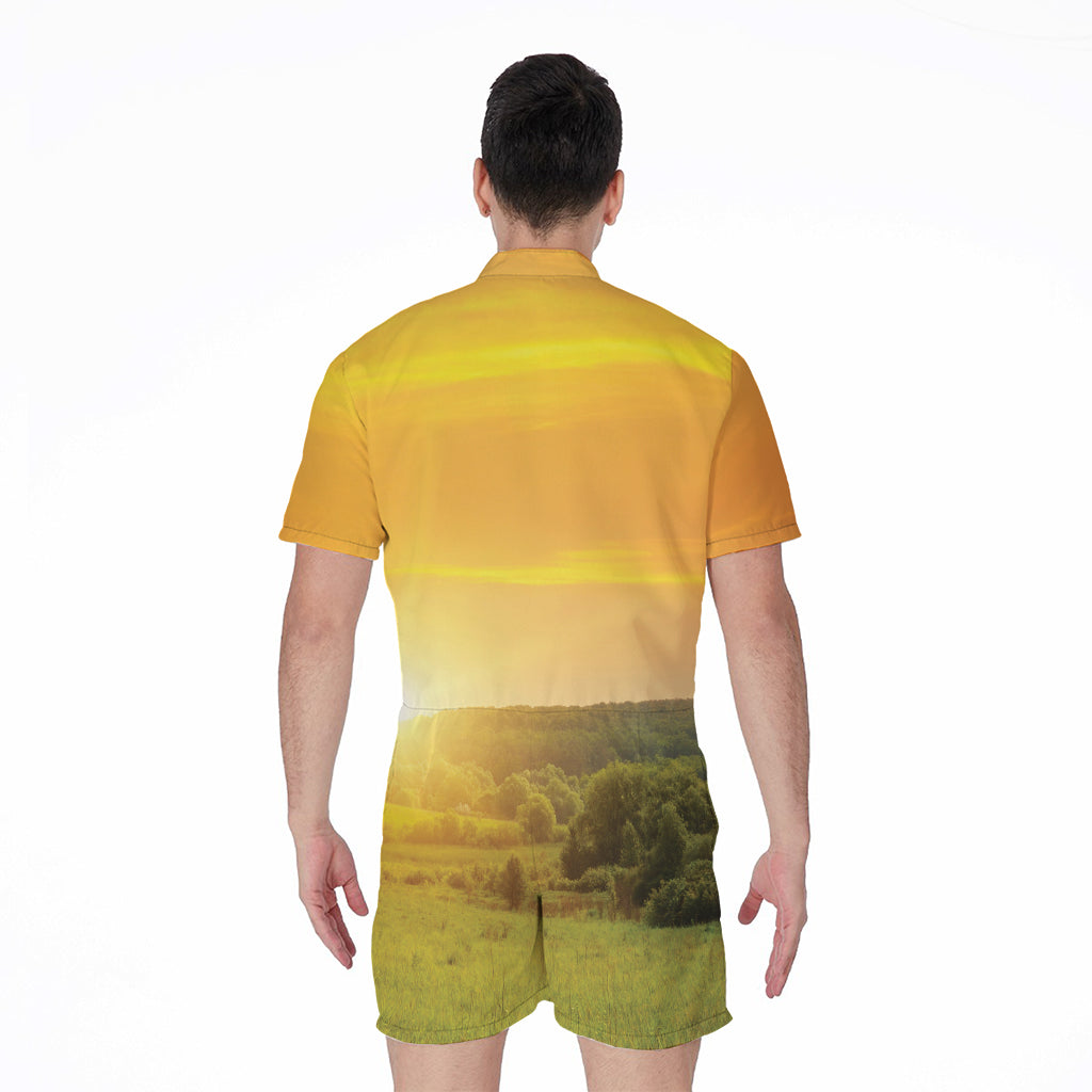 Sunrise Field Print Men's Rompers