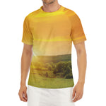 Sunrise Field Print Men's Short Sleeve Rash Guard