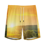 Sunrise Field Print Men's Sports Shorts