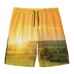 Sunrise Field Print Men's Swim Trunks