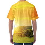 Sunrise Field Print Men's Velvet T-Shirt