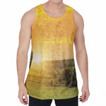 Sunrise Field Print Men's Velvet Tank Top