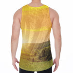 Sunrise Field Print Men's Velvet Tank Top