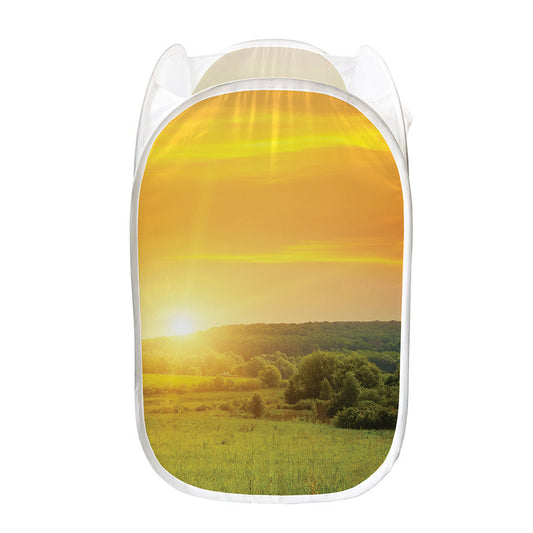 Sunrise Field Print Mesh Laundry Hamper