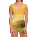 Sunrise Field Print One Piece Swimsuit