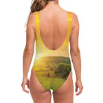 Sunrise Field Print One Piece Swimsuit