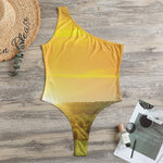 Sunrise Field Print One Shoulder Bodysuit