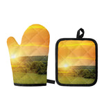 Sunrise Field Print Oven Mitt And Pot Holder Set