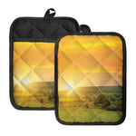 Sunrise Field Print Pot Holders With Pocket