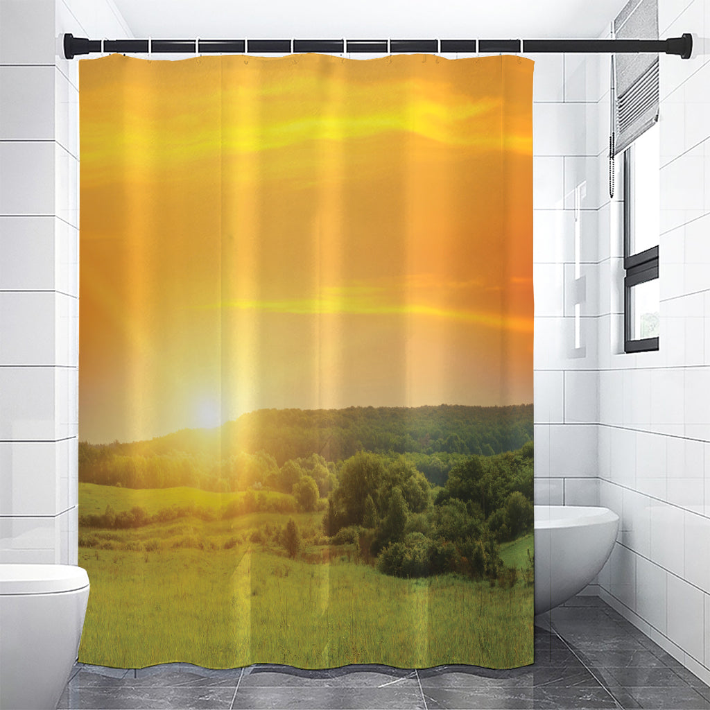 Sunrise Field Print Premium Shower Curtain