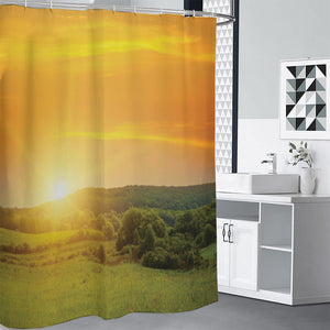 Sunrise Field Print Premium Shower Curtain