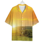 Sunrise Field Print Rayon Hawaiian Shirt