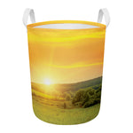Sunrise Field Print Round Laundry Basket