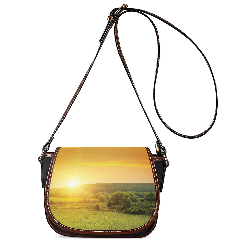 Sunrise Field Print Saddle Bag