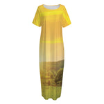 Sunrise Field Print Short Sleeve Long Nightdress