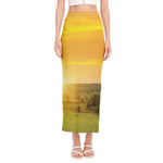 Sunrise Field Print Side Slit Maxi Skirt