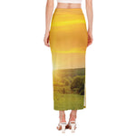 Sunrise Field Print Side Slit Maxi Skirt