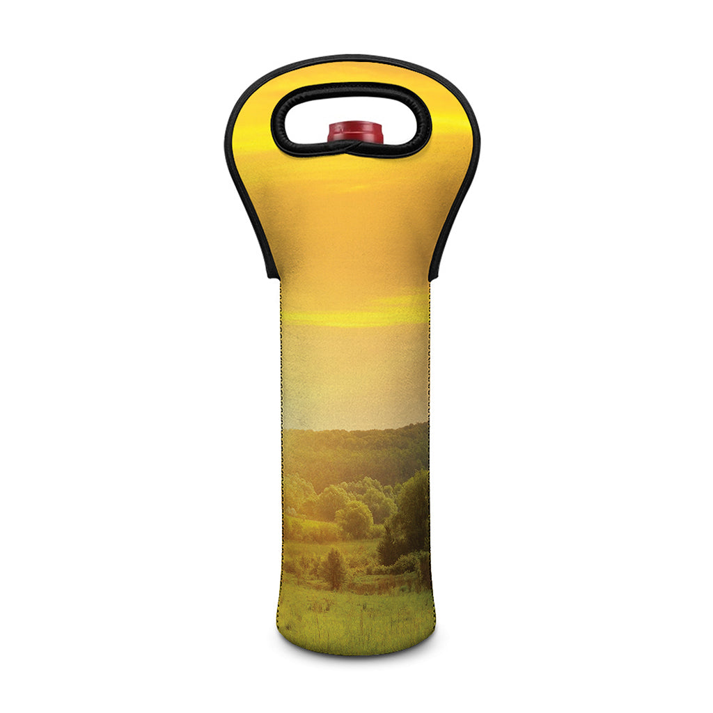 Sunrise Field Print Single Neoprene Wine Tote